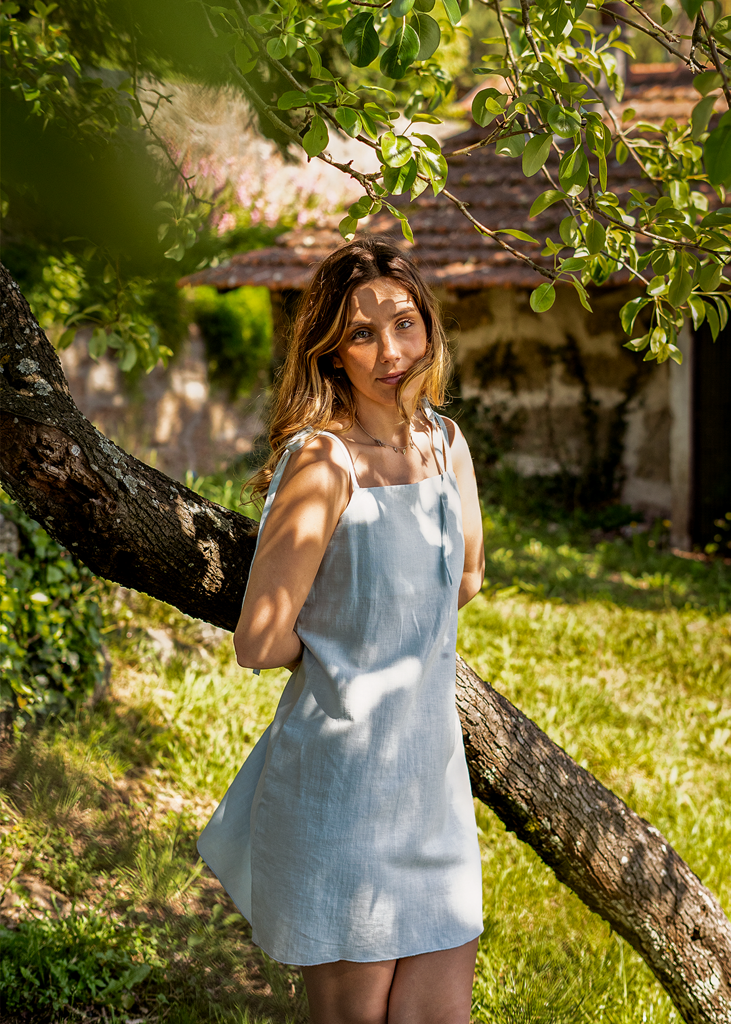 camisa de dormir em linho iris caine