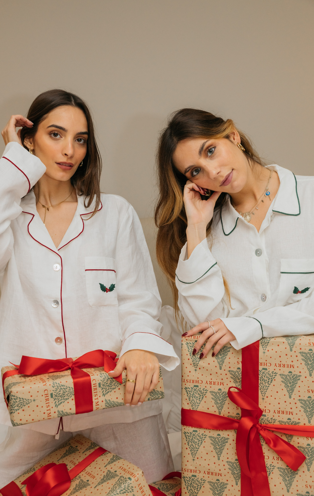 pijama de linho e algodão azevinho c1 caíne