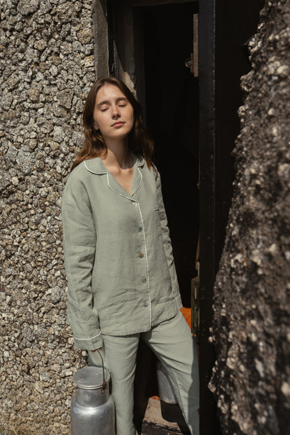 pijama em linho e algodão bambu caíne