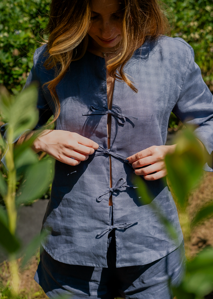 pijama em linho hortensia caine