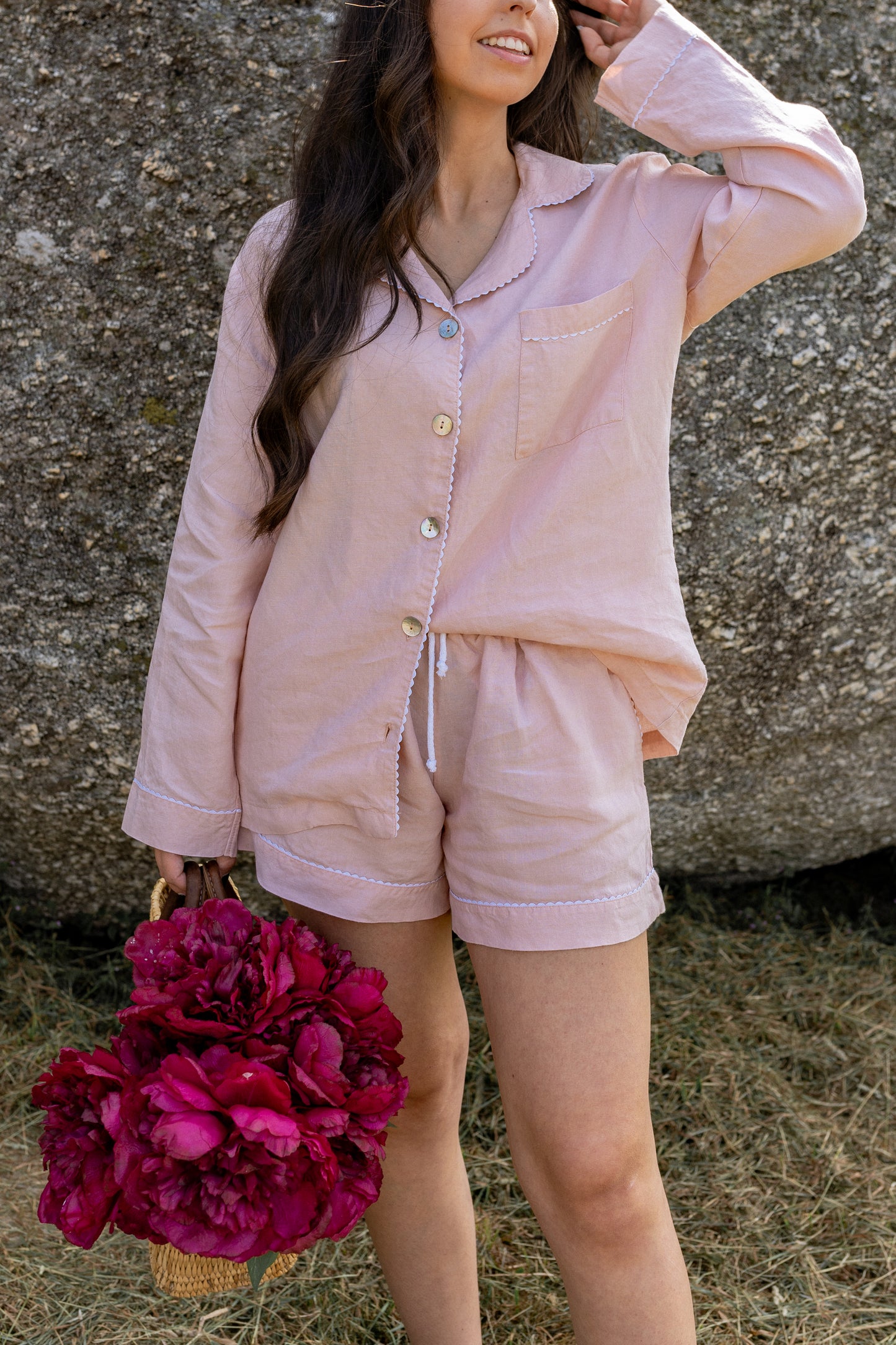 pijama em linho e algodão rubi caíne