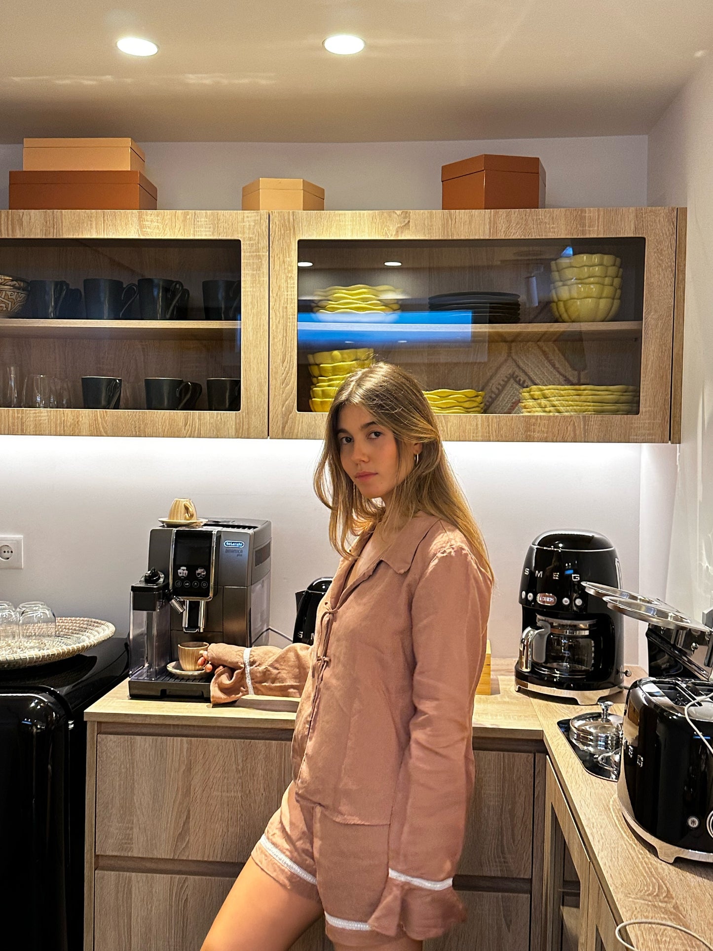 Pijama Santorini Caine Sleepwear Rosa Bordado